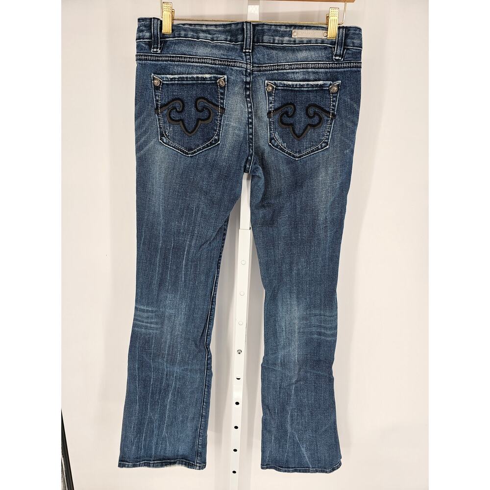 Rerock for Express Women's Boot Cut Blue Low Rise Skinny Cotton Jeans Size 8L - Picture 5 of 8